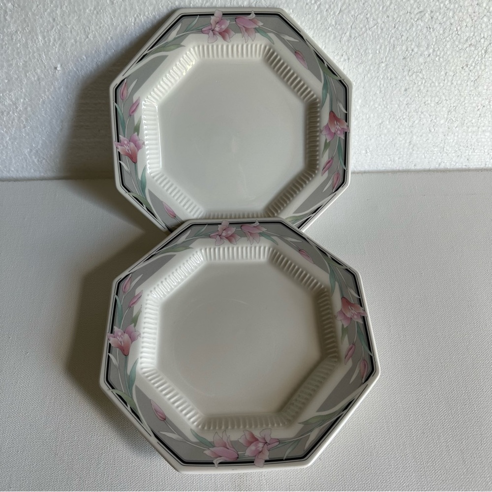 Nikko Classic Collection Japan Moonlight Octagonal Rib 8” Dessert Plate Set Of 2